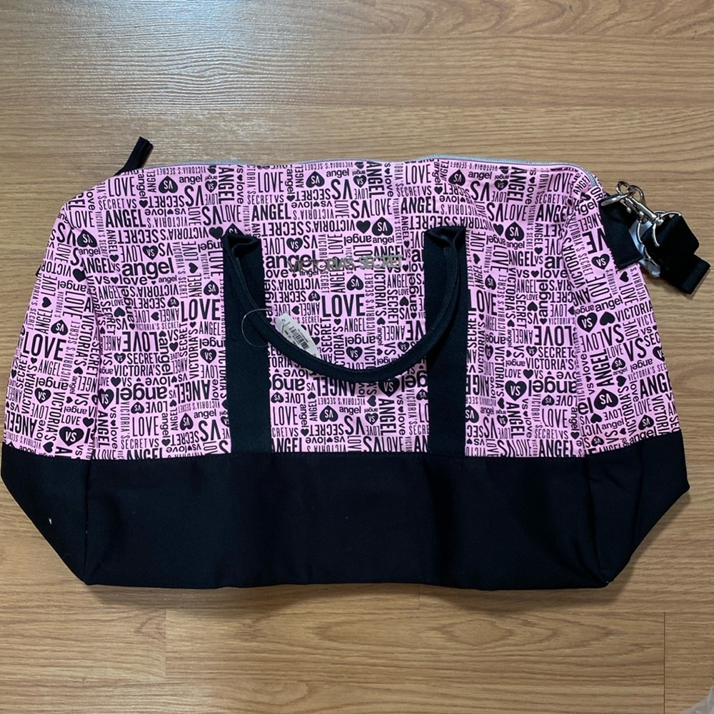 ❤️ Victoria’s Secret Pink and Black Logo Tote Duffel Bag NWT